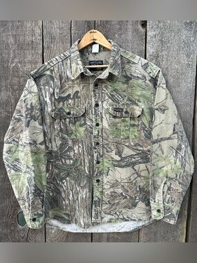 Vintage Rattlers Brand Realtree Camo Flannel Button Up Shirt XL